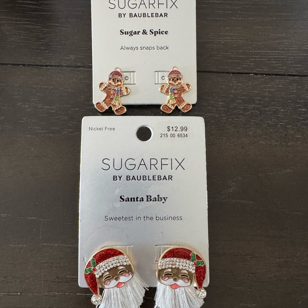Sugarfix by BaubleBar Gingerbread and Santa Earrings Set